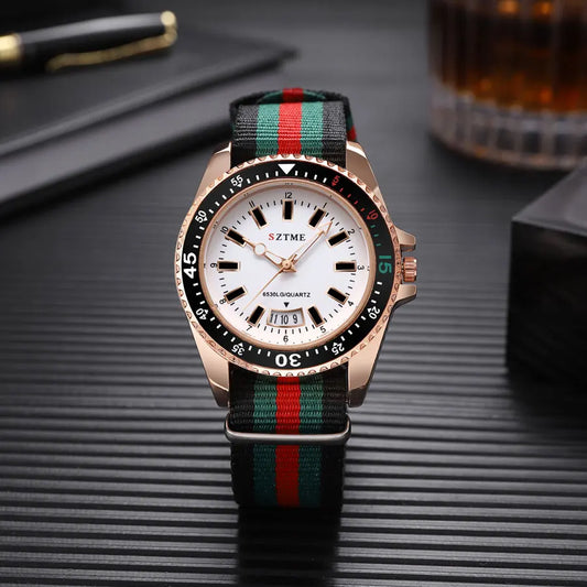 Lavyre™ | Timeless Precision – Luxury Quartz Watch with Nylon Strap & Night Glow